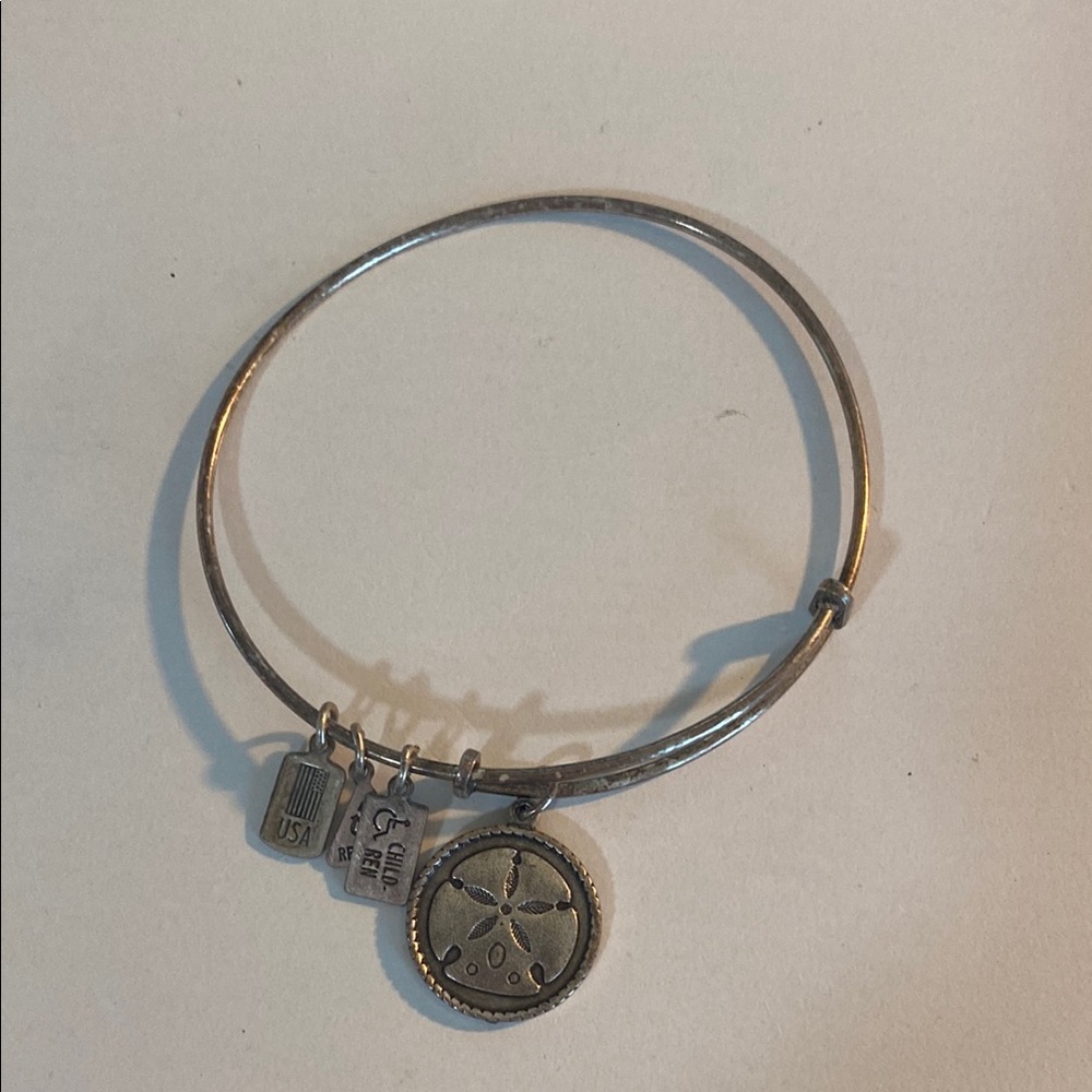 Silver Bangle Bracelet with Charms
